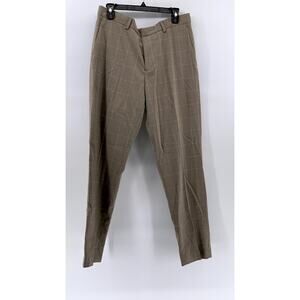 H&M Men's Tan Windowpane Grid Slim-Fit Pants SZ 34